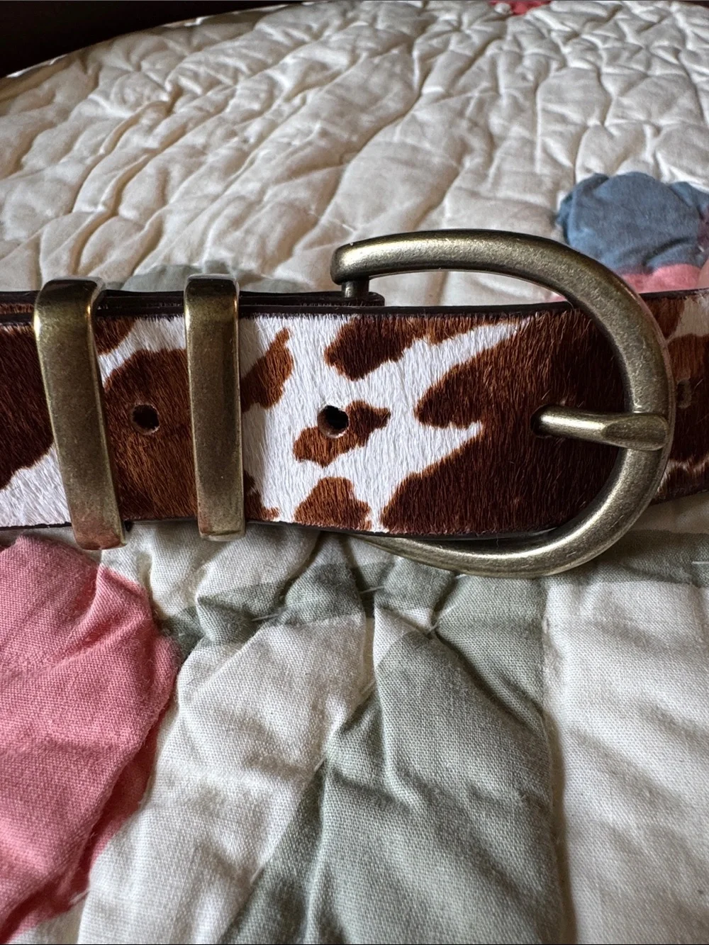 GAP calf hair leather belt cow animal print Medium M